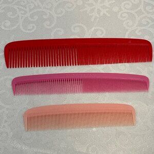 Unbreakable Plastic Hair Combs Set/3 Various Sizes Vintage
